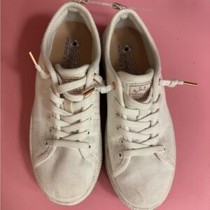 White Canvas Sneakers with Rose Gold Accents